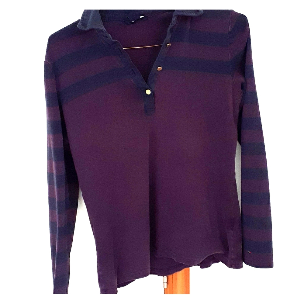 Long Sleeve Burgandy and Navy TShirt